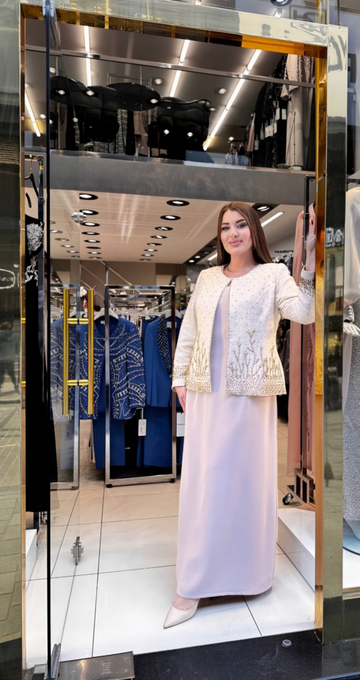 Doğaner Women | Jakar Kumaş, Boncuk İşlemeli, Kadın Takım Elbise (4281)