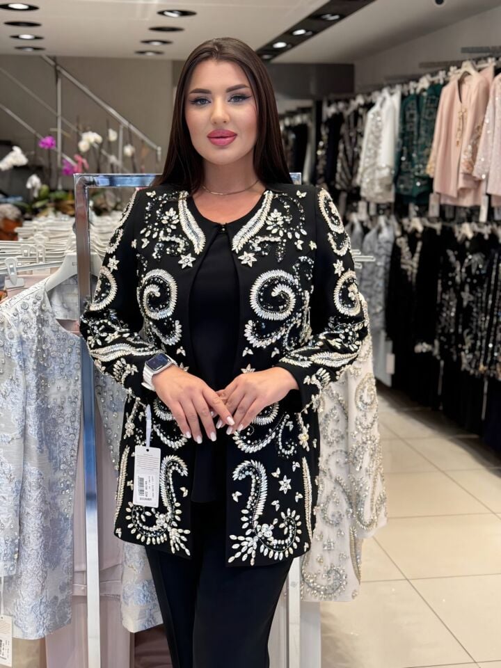 Doğaner Women | Taş İşlemeli, Pantolonlu Kadın Takım Elbise (4187)
