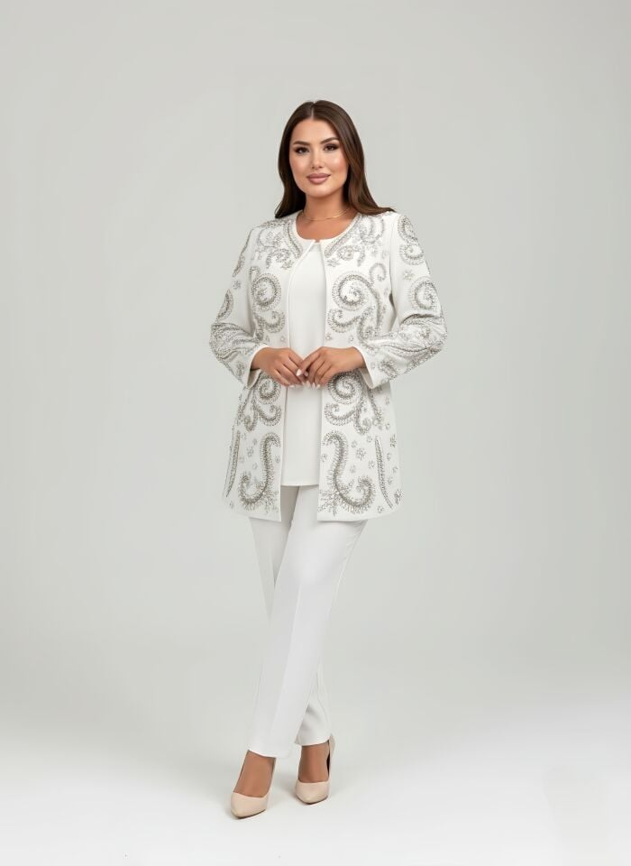 Doğaner Women | Taş İşlemeli, Pantolonlu Kadın Takım Elbise (4187)