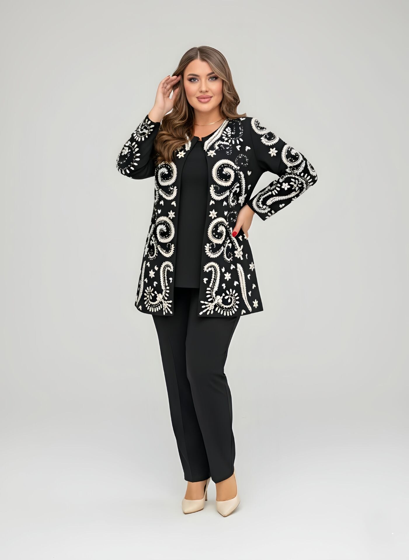 Doğaner Women | Taş İşlemeli, Pantolonlu Kadın Takım Elbise (4187)