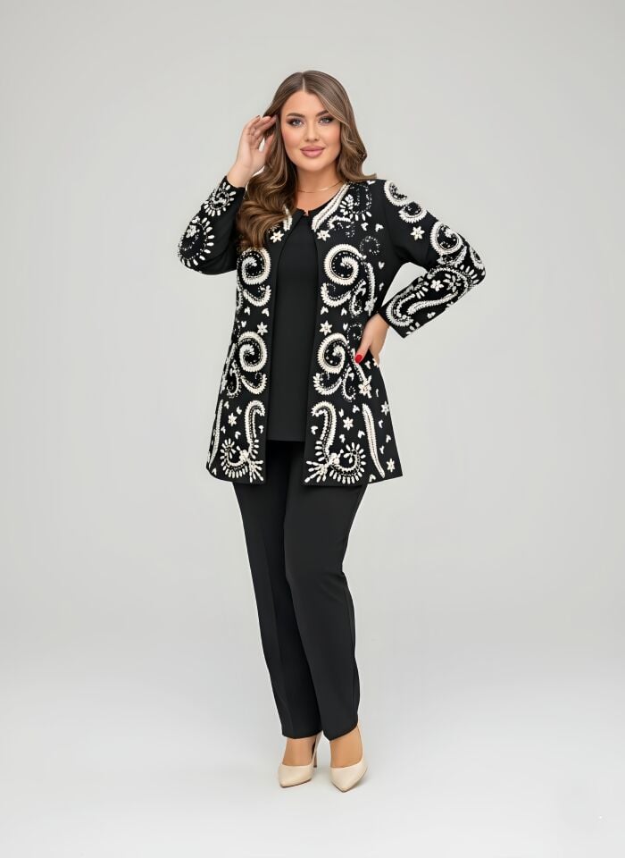 Doğaner Women | Taş İşlemeli, Pantolonlu Kadın Takım Elbise (4187)