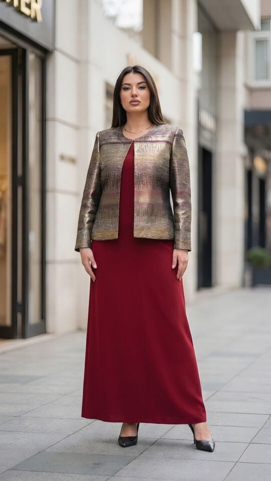 Doğaner Women | Jakar Ceket, Taş İşlemeli, Kadın Takım Elbise (4490)