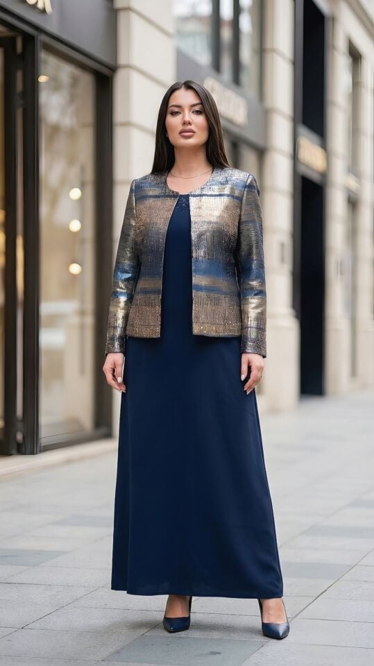 Doğaner Women | Jakar Ceket, Taş İşlemeli, Kadın Takım Elbise (4390)