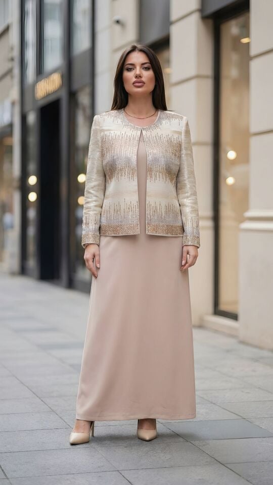 Doğaner Women | Jakar Ceket, Taş İşlemeli, Kadın Takım Elbise (4390)