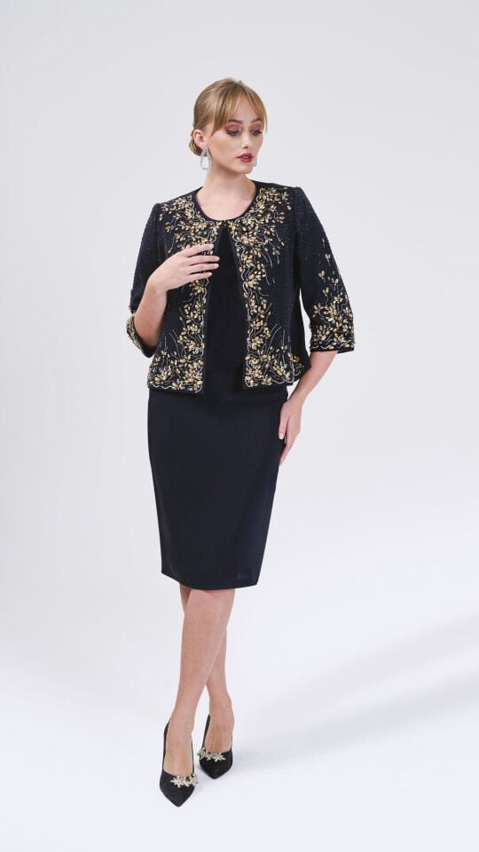 Doğaner Women | Taş İşlemeli, Etekli Kadın Takım Elbise (4268)