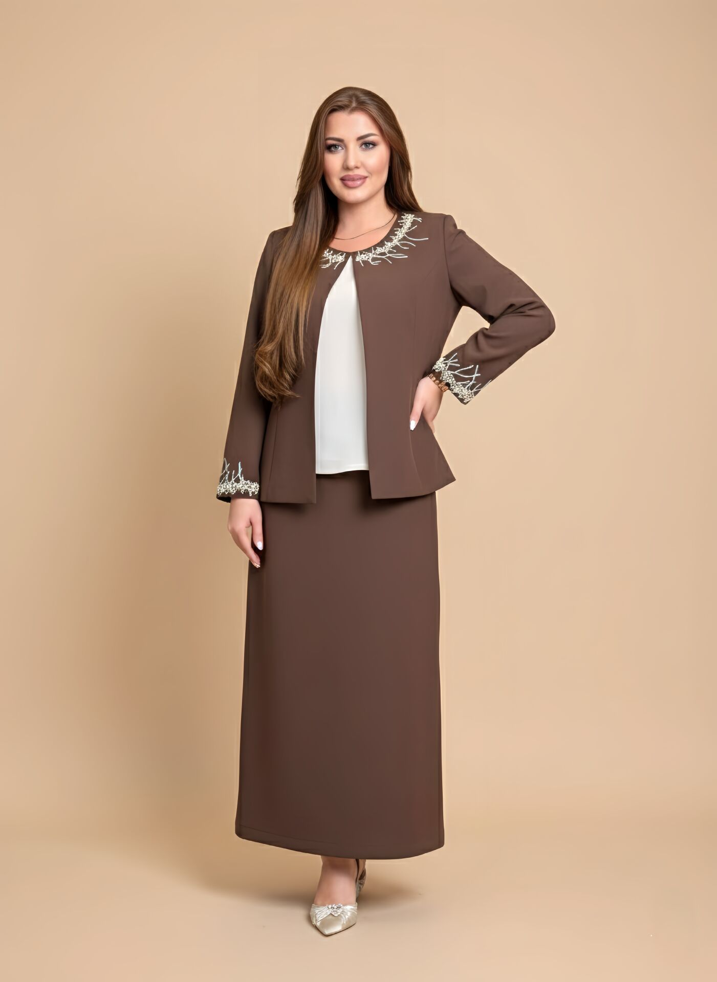 Doğaner Women | Taş İşlemeli, Etekli Kadın Takım Elbise (1055)