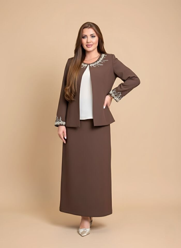 Doğaner Women | Taş İşlemeli, Etekli Kadın Takım Elbise (1055)