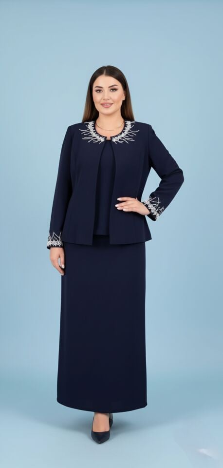 Doğaner Women | Taş İşlemeli, Etekli Kadın Takım Elbise (1055)