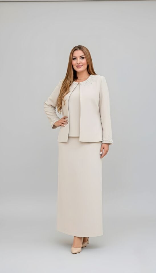 Doğaner Women | Taş İşlemeli, Etekli Kadın Takım Elbise (1055)