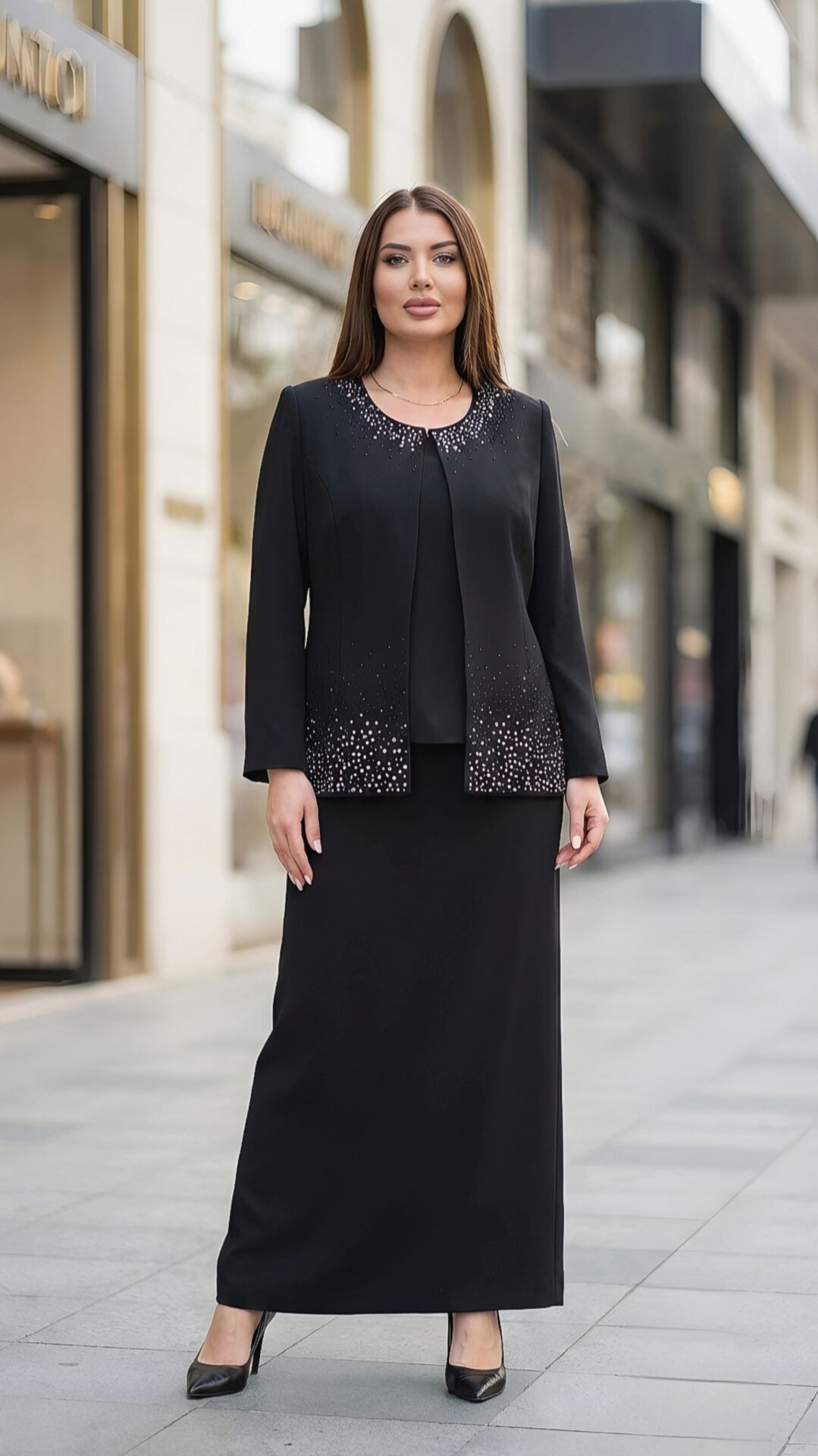 Doğaner Women | Taş İşlemeli, Etekli Kadın Takım Elbise (1075)