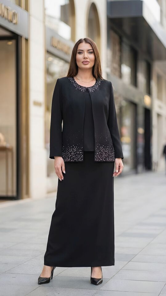 Taş İşlemeli, Etekli Kadın Takım Elbise | Doğaner Women (1075)