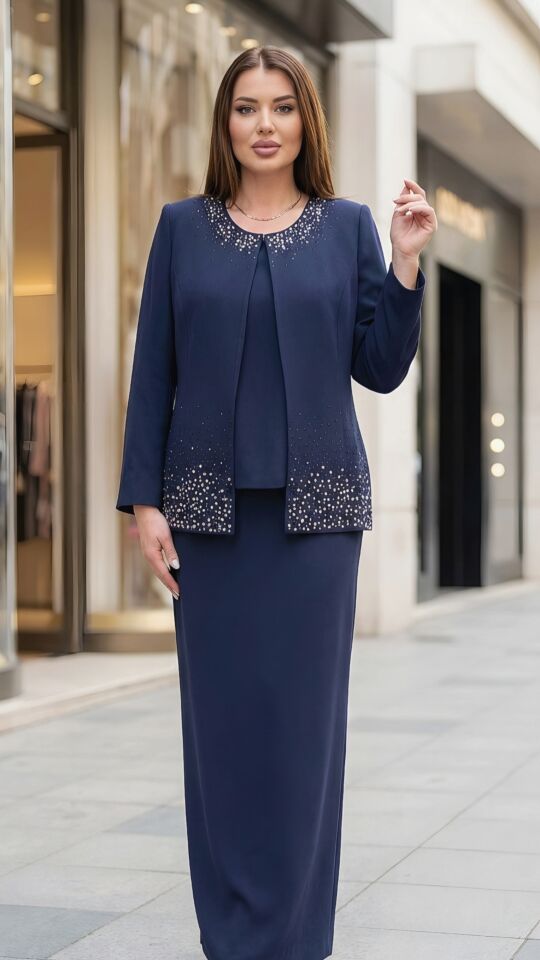 Doğaner Women | Taş İşlemeli, Etekli Kadın Takım Elbise (1075)