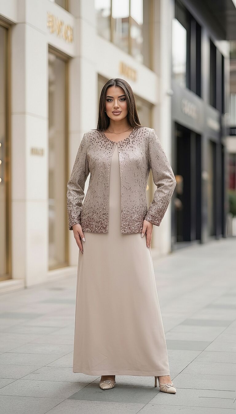 Doğaner Women | Jakar Ceket, Taş ve İnci İşlemeli Kadın Takım Elbise (1091)