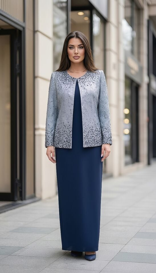 Doğaner Women | Jakar Ceket, Taş ve İnci İşlemeli Kadın Takım Elbise (1091)