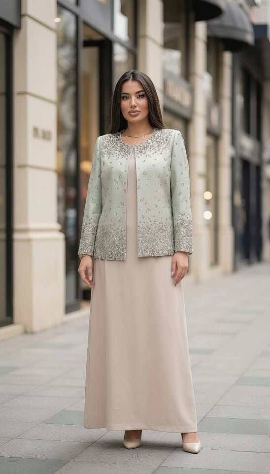 Doğaner Women | Jakar Ceket, Taş ve İnci İşlemeli Kadın Takım Elbise (1091)